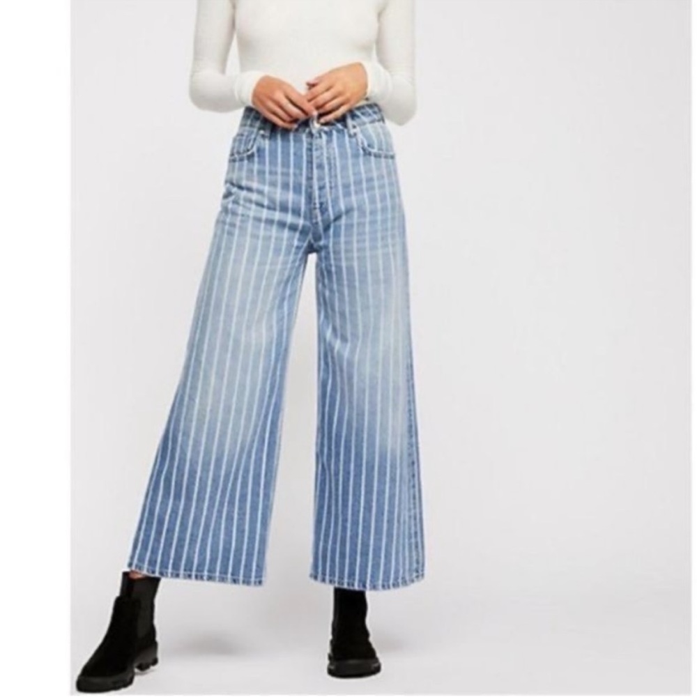 Free People We the Free Earn Your Stripes Wideleg Jeans
